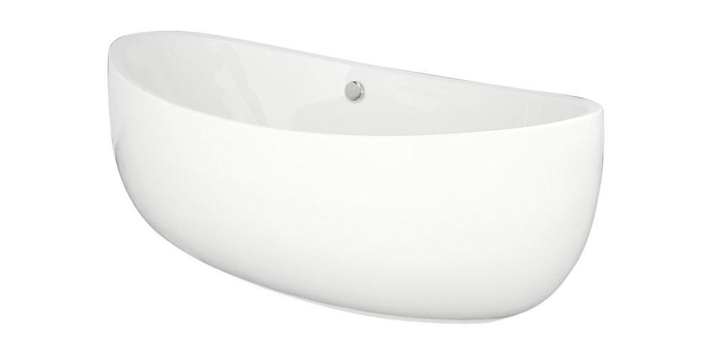 Hydro Systems White 66 x 36 in. 85 gal Acrylic and Fiberglass Oval Freestanding Bathtub with Center Drain 