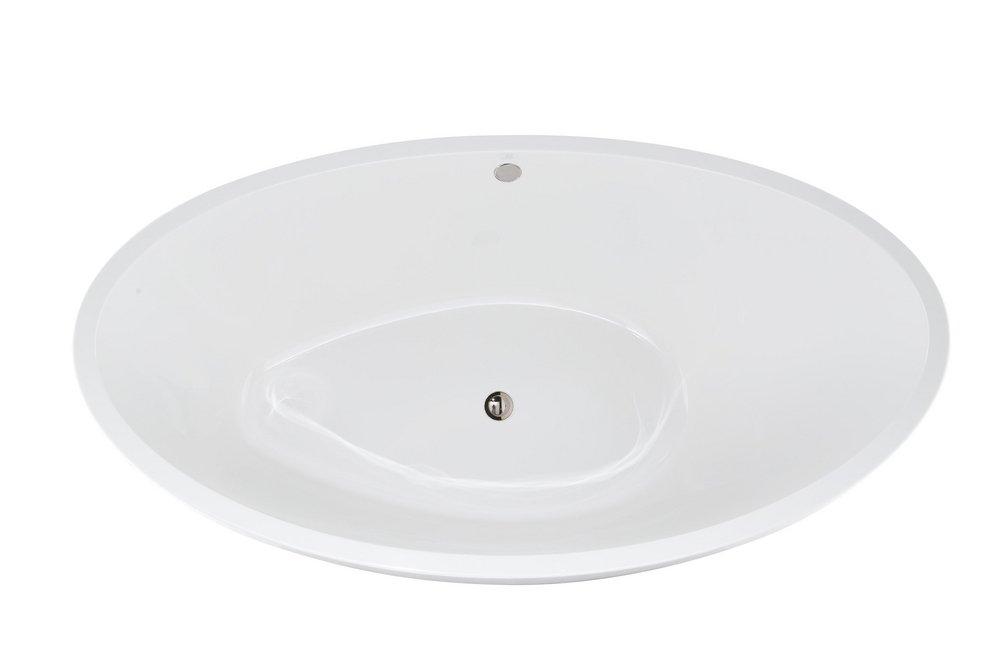 Hydro Systems White 66 x 36 in. 85 gal Acrylic and Fiberglass Oval Freestanding Bathtub with Center Drain 