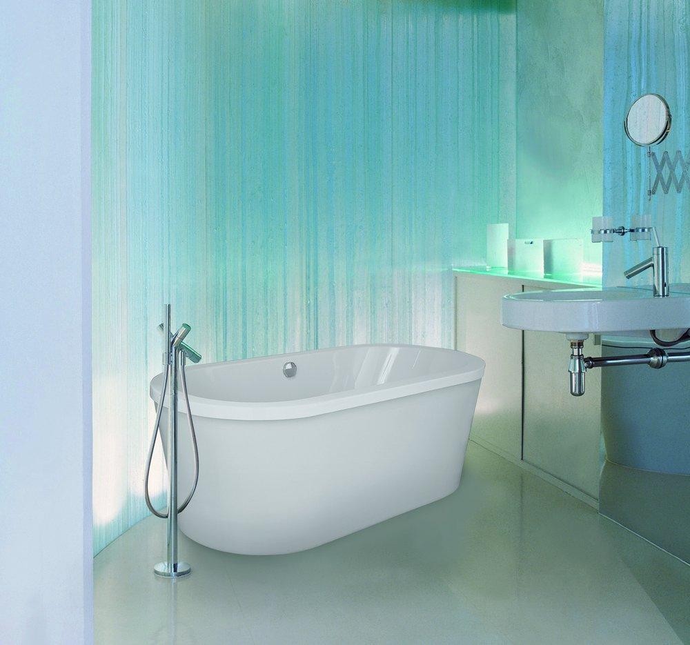 Hydro Systems White 72 x 36 in. 68 gal Acrylic and Fiberglass Oval Freestanding Bathtub with Center Drain 