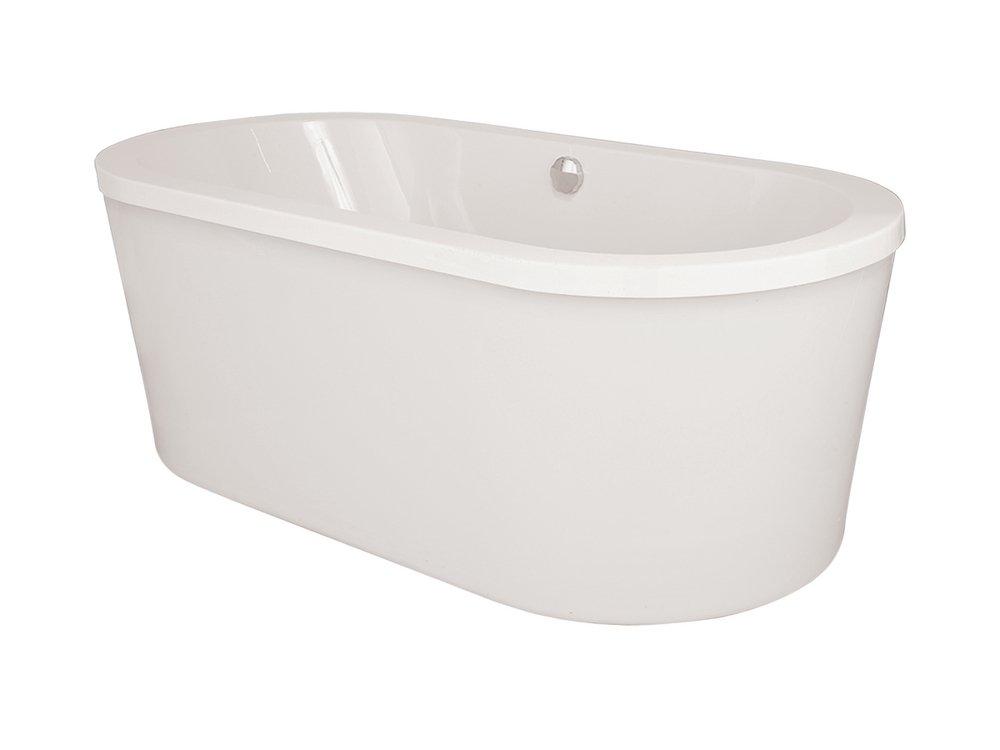 Hydro Systems White 72 x 36 in. 68 gal Acrylic and Fiberglass Oval Freestanding Bathtub with Center Drain 