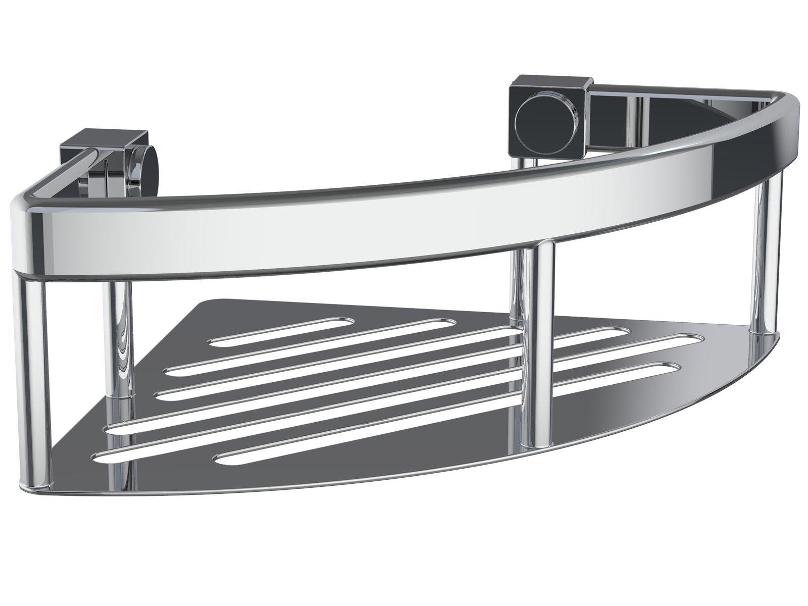 Wingits&reg; Polished Stainless Steel 8 in. Corner Shower Basket 