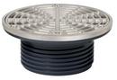 Sioux Chief Hub ABS Floor Drain Fixture with 6-1/2 in. Round 304 Stainless Steel Grate and Ring and Strainer 