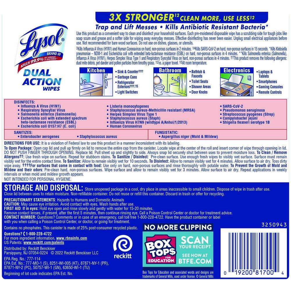 Lysol&reg; White Disinfectant Wipes in White and Purple 