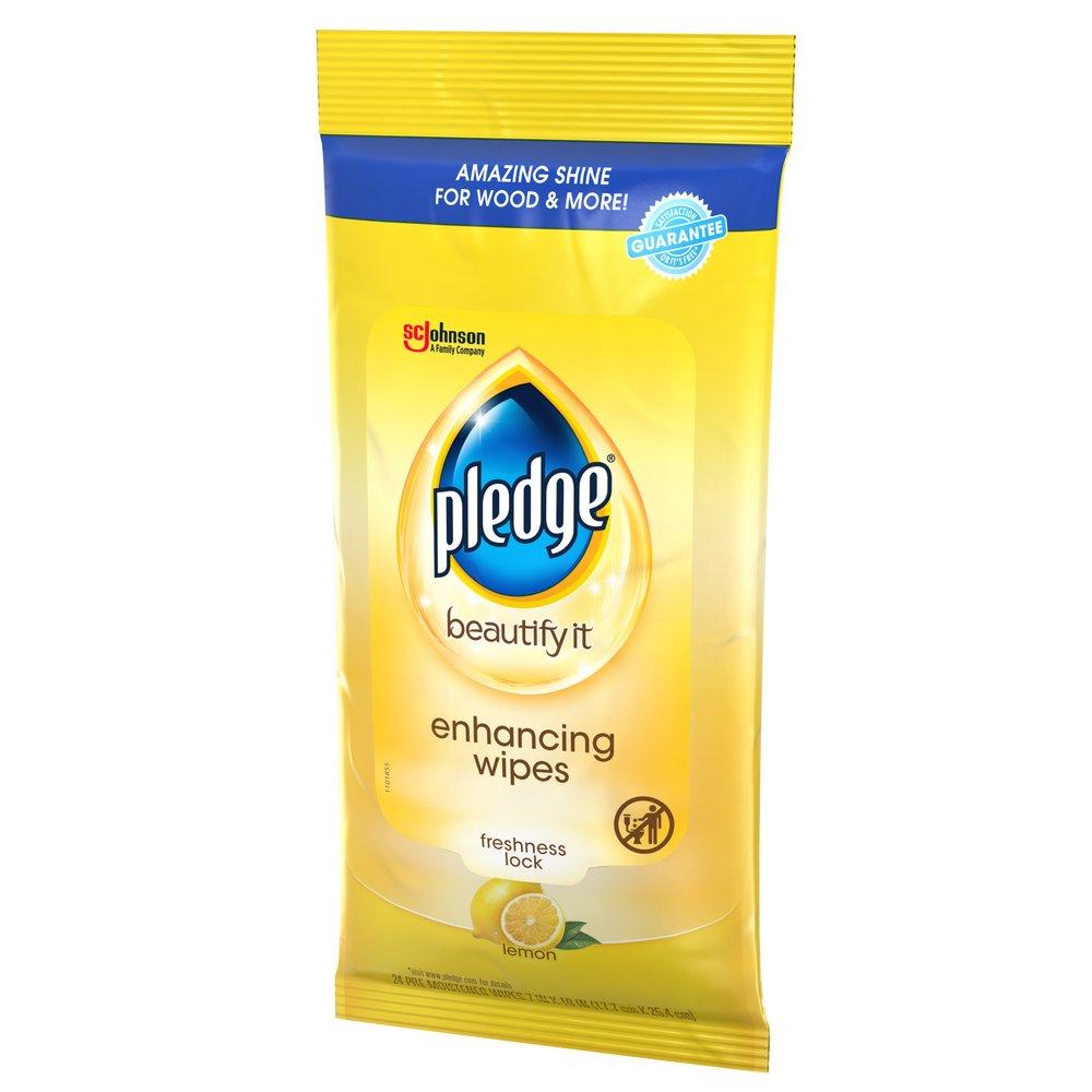 Pledge White Premoistened Lemon Polish Cleaner Wipes 