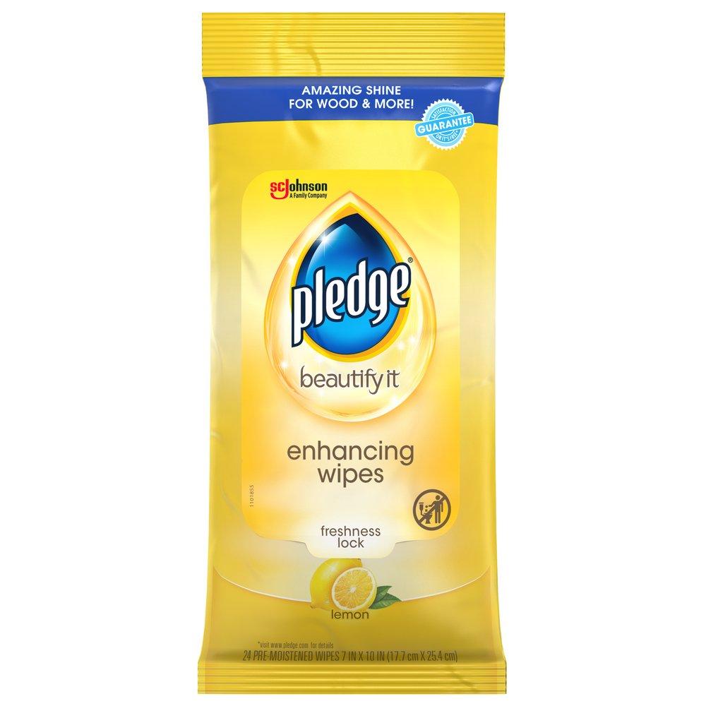 Pledge White Premoistened Lemon Polish Cleaner Wipes 