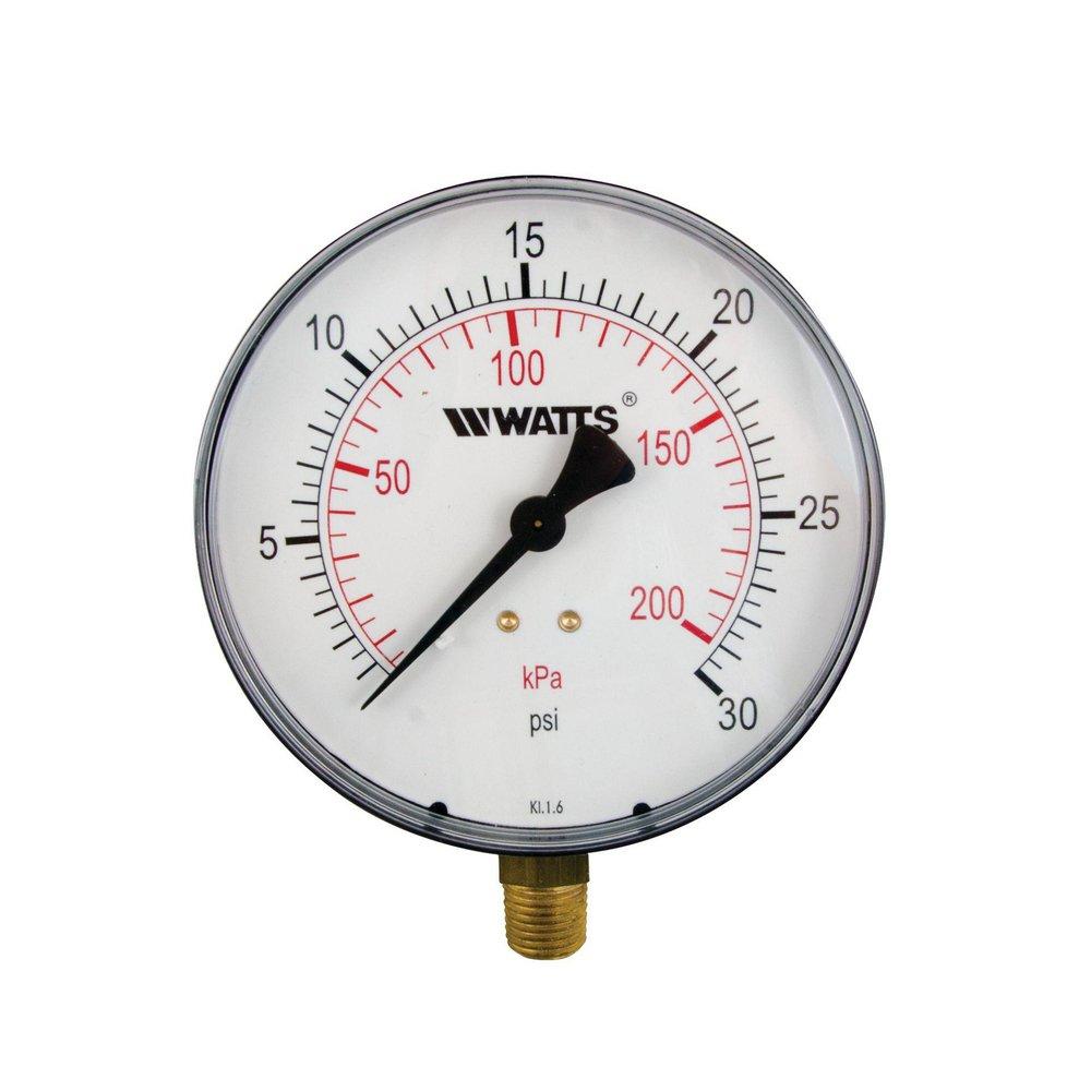 Watts Black 1/4 in. 30 psi Pressure Gauge 