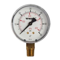1/4 x 2-1/2 in. 60 psi Brass Bottom Entry Pressure Gauge