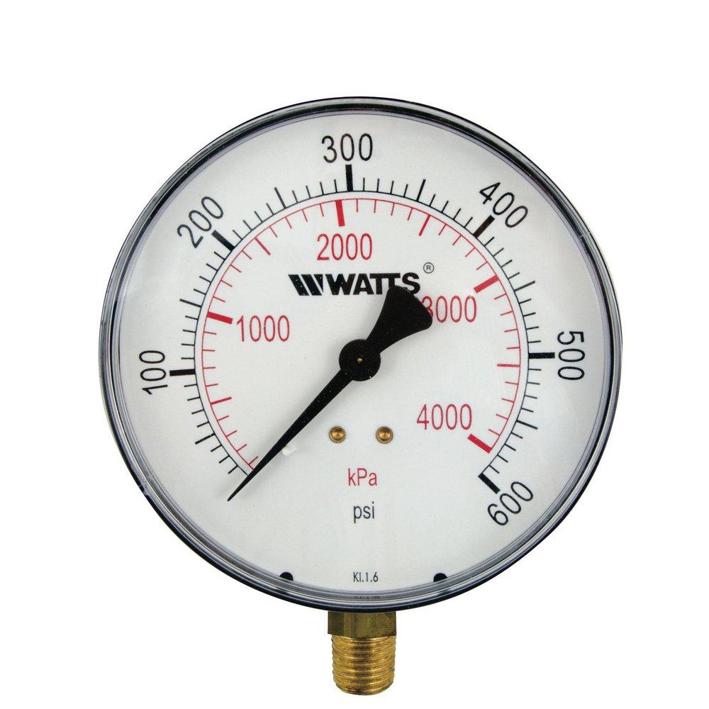 Watts Black 1/4 in. NPT Bottom Entry Pressure Gauge 