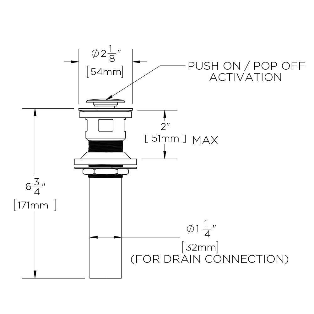 Speakman Polished Chrome Brass Pop-Up Push Drain 
