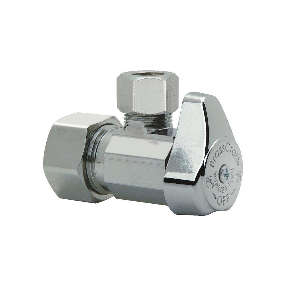 BrassCraft Chrome Plated Compression x OD Compression Angle Supply Stop Valve in Chrome Plated 