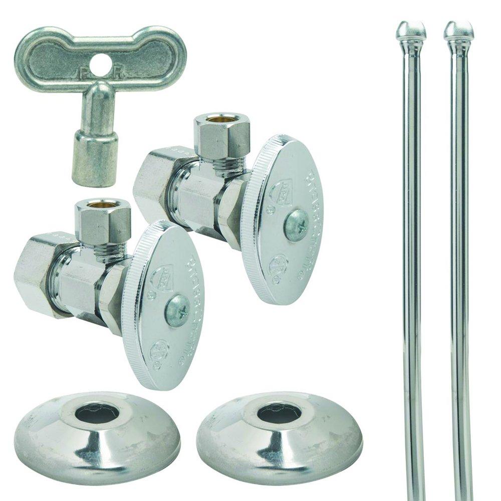 BrassCraft Polished Chrome Compression x OD Compression Knurled Angle Supply Stop Valve in Polished Chrome 