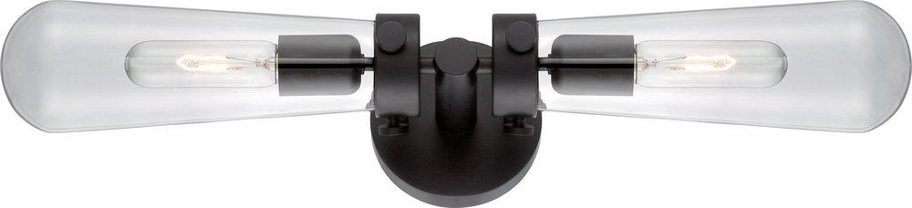 NUVO Aged Bronze 2-Light Wall Sconce with Clear Glass Shade 