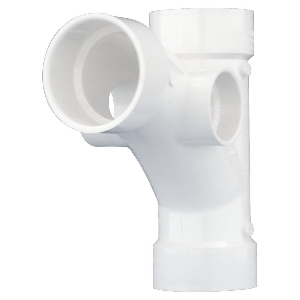 White Hub PVC DWV Combination Wye with 2 in. Right and Left Heel Inlet 
