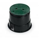 10 in. Round Valve Box in Black with Green Lid