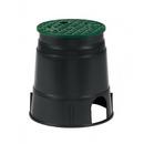 6 in. Round Valve Box in Black with Green Lid