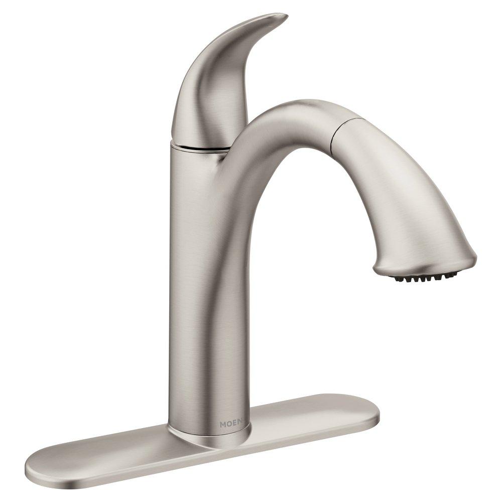 Moen Spot Resist&trade; Stainless Single Handle Pull Out Kitchen Faucet with Power Clean and Reflex Technology 