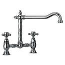 2-Hole Double Cross Handle Bridge Style Kitchen Faucet in Polished Chrome