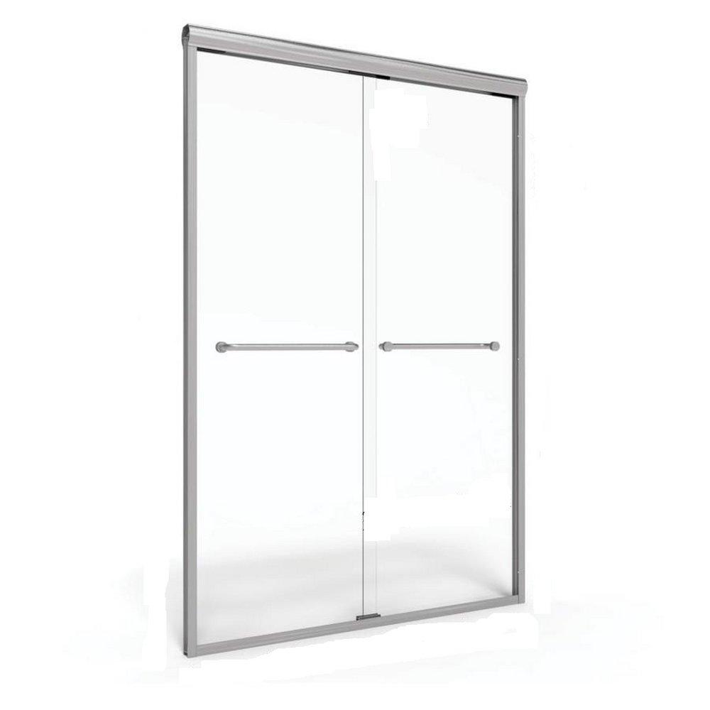 Basco Shower Enclosures Brushed Nickel 70 x 58-1/2 in. Tub and Shower Door with Clear Glass 