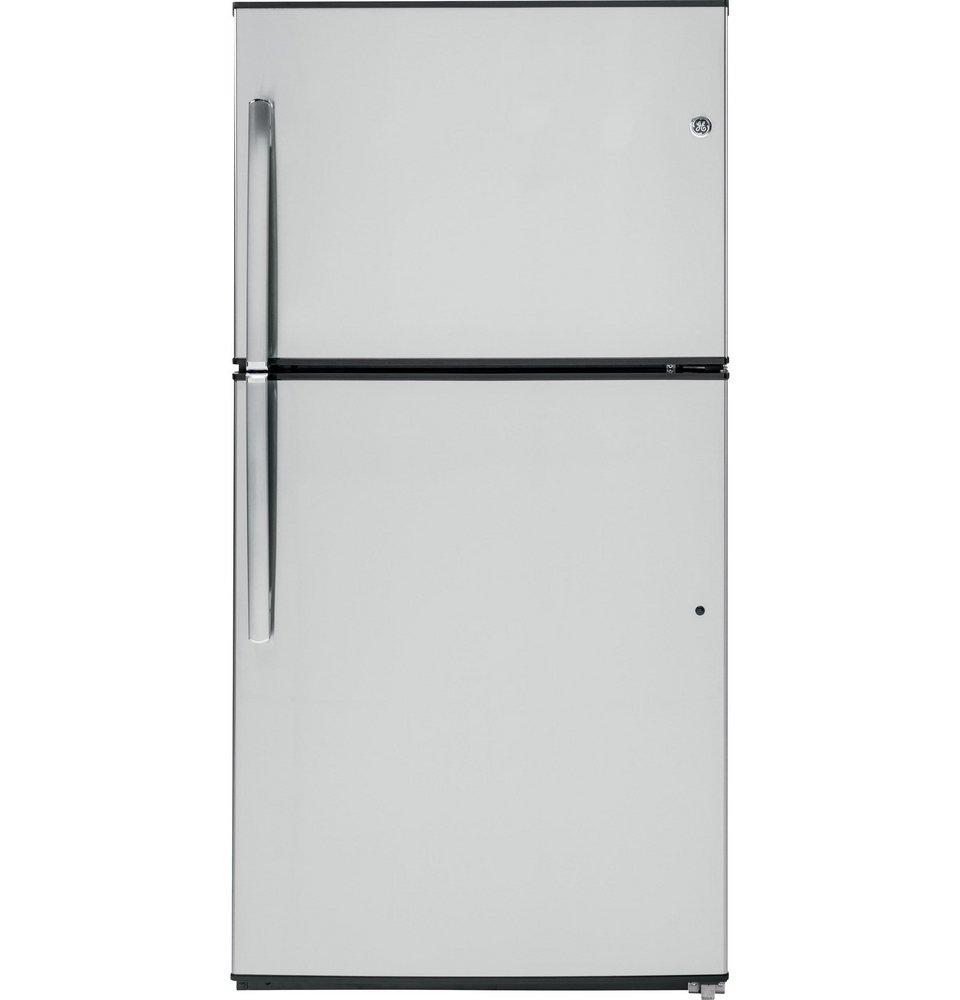 GE&reg; Stainless Steel 32-7/8 in. 21.1 cu. ft. Top Mount Freezer Refrigerator 