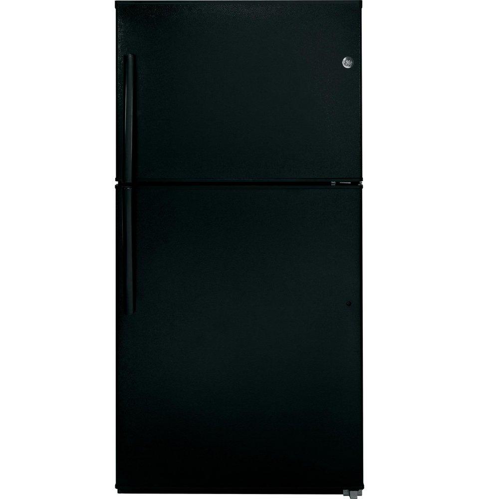 GE&reg; Black 32-7/8 in. 21.2 cu. ft. Top Mount Freezer Refrigerator 