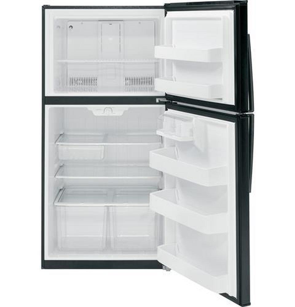 GE&reg; Black 32-7/8 in. 21.2 cu. ft. Top Mount Freezer Refrigerator 
