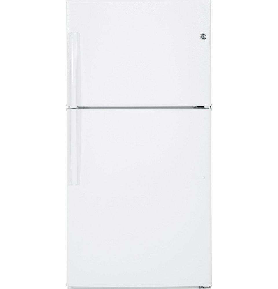 GE&reg; White 32-7/8 in. 21.2 cu. ft. Top Mount Freezer Refrigerator 
