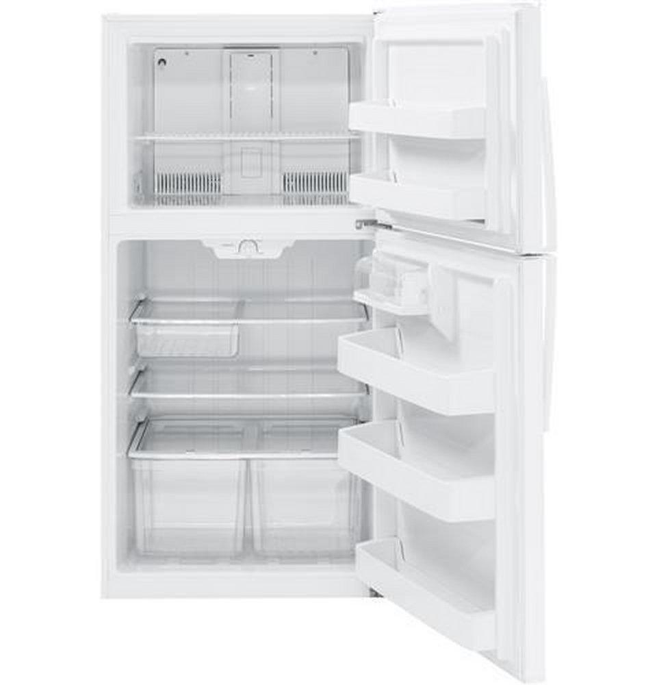 GE&reg; White 32-7/8 in. 21.2 cu. ft. Top Mount Freezer Refrigerator 