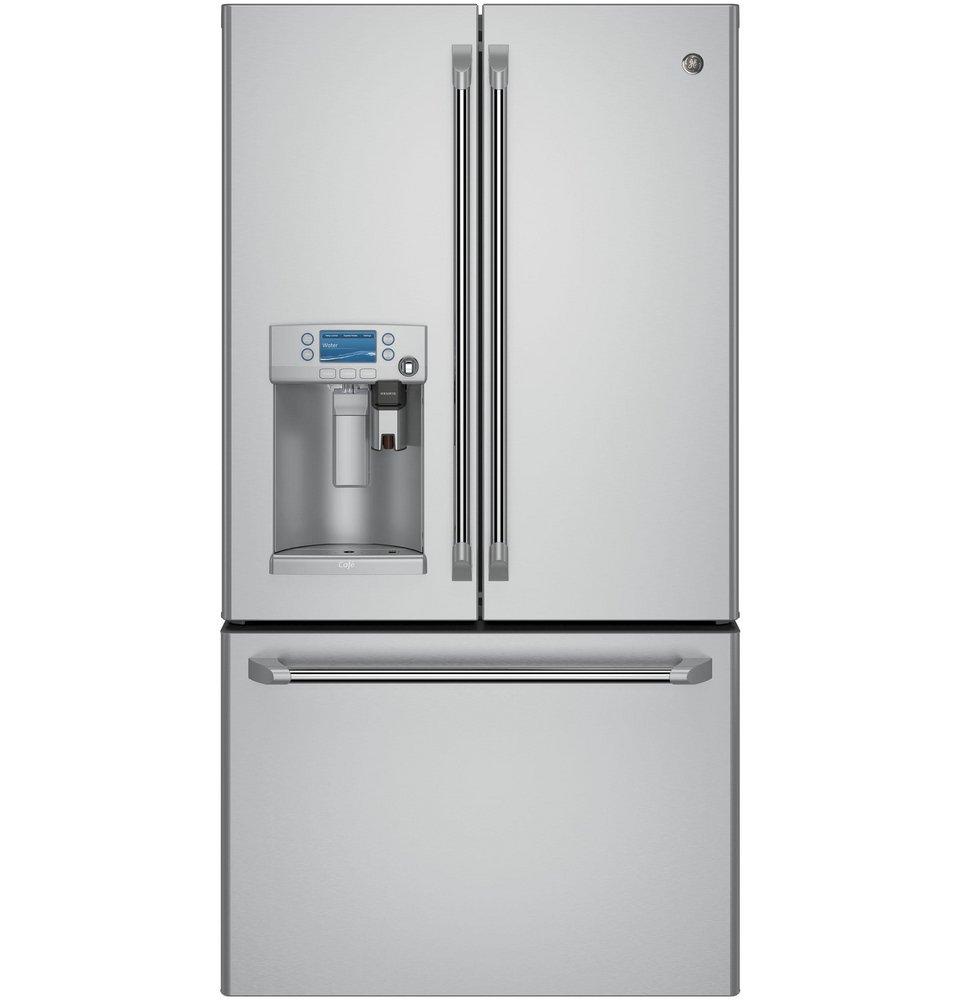 Cafe&trade; Stainless Steel 35-3/4 in. 15.06 cu. ft. Counter Depth and French Door Refrigerator 