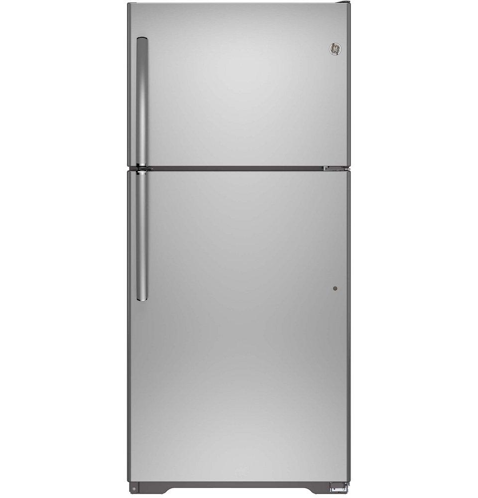 GE&reg; Stainless Steel 29-1/2 in. 13.05 cu. ft. Top Mount Freezer Refrigerator 