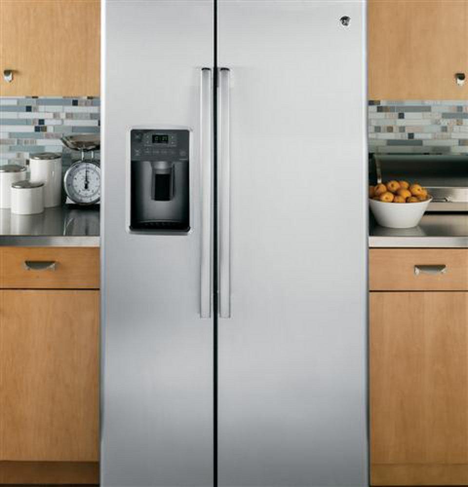 GE&reg; Stainless Steel 35-3/4 in. 16.07 cu. ft. Side-By-Side Refrigerator 