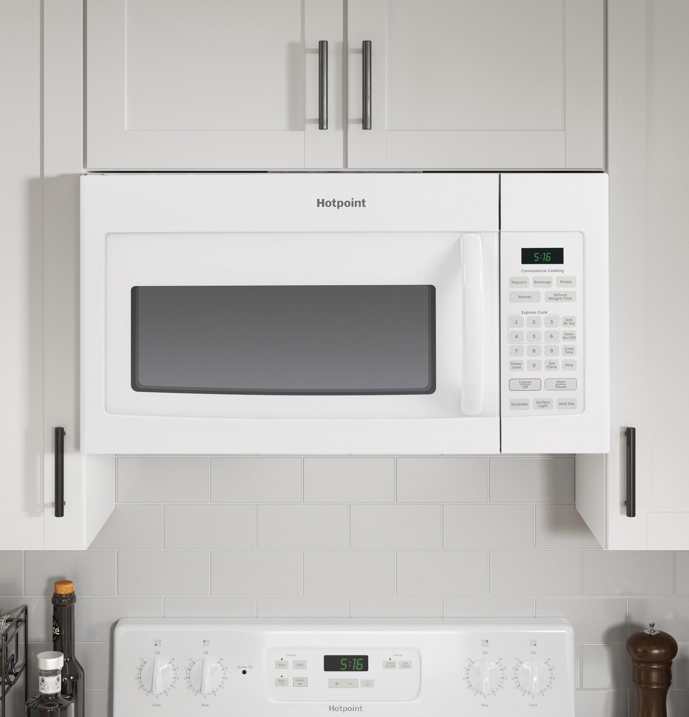 GE Hotpoint White 1.6 cu. ft. 1000 W External Over-the-Range Microwave 