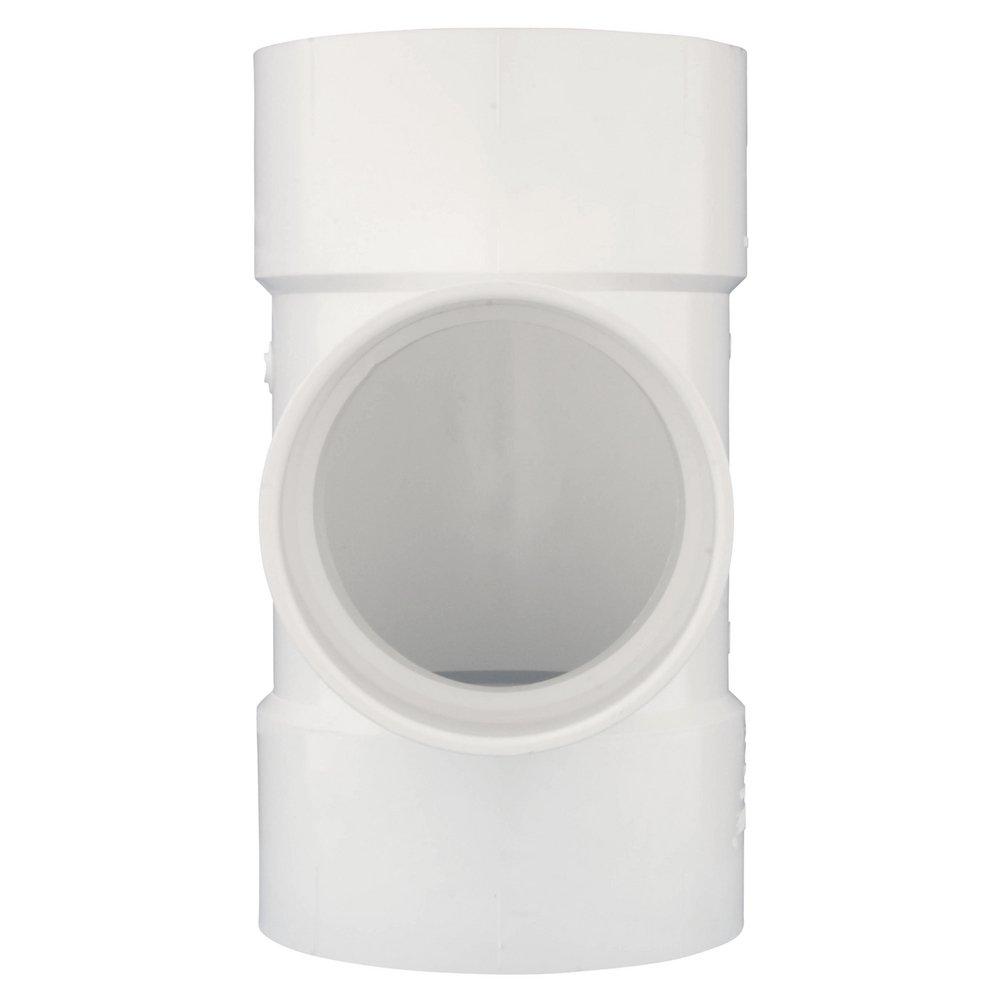 White PVC DWV Straight Tee (Fabricated) 