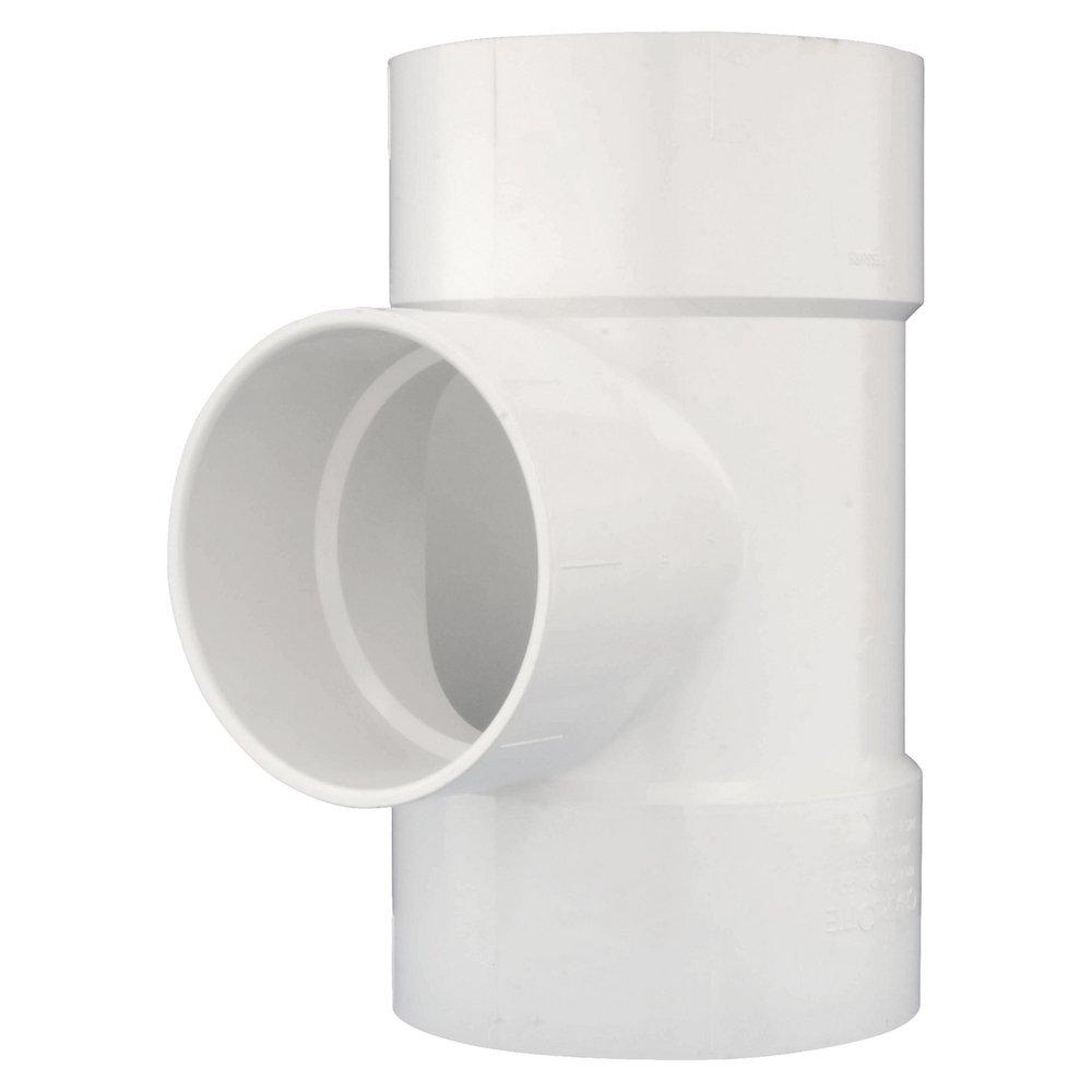 White PVC DWV Straight Tee (Fabricated) 
