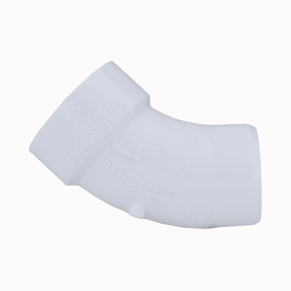 White PVC DWV 45&deg; Street Elbow (Fabricated) 