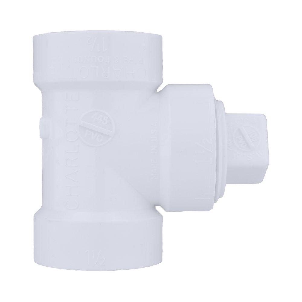 White PVC DWV Cleanout Tee with Plug (Fabricated) 