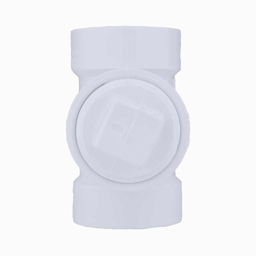 White PVC DWV Cleanout Tee with Plug (Fabricated) 