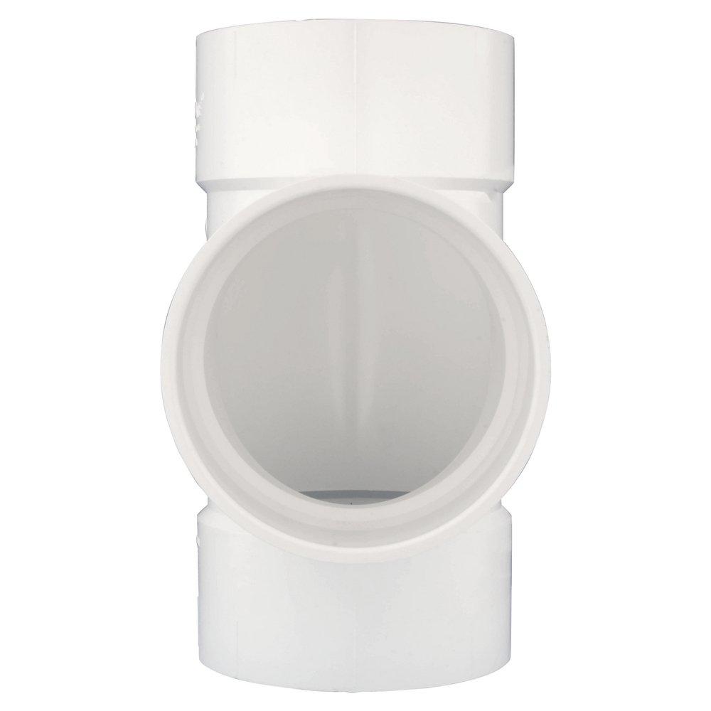 White PVC DWV Straight Tee (Fabricated) 