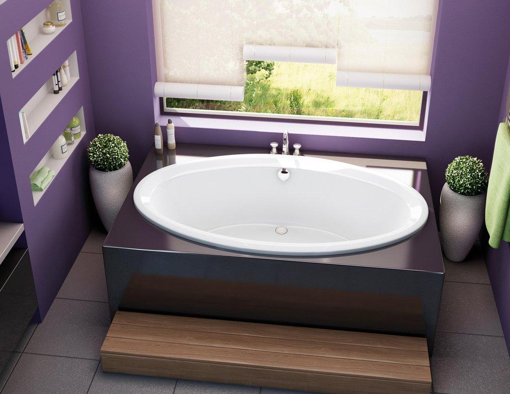 Maax US White 71-5/8 x 16-1/4 in. Drop-In Bathtub with Center Drain 