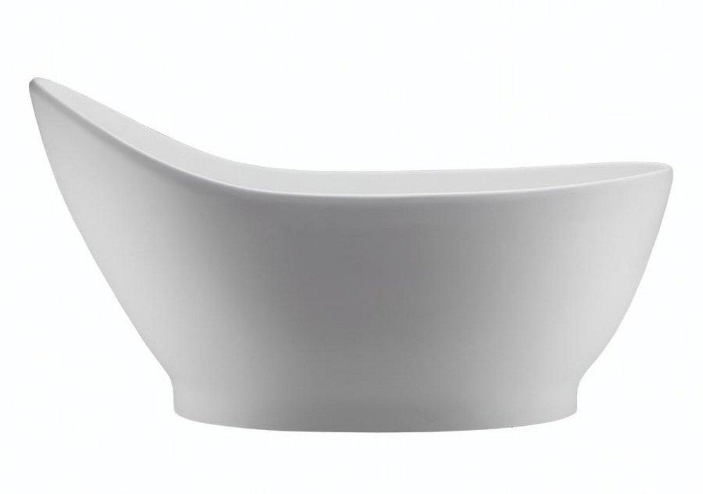 Mti Baths Matte White 65 x 34-1/4 in. Freestanding Bathtub with Left Drain 