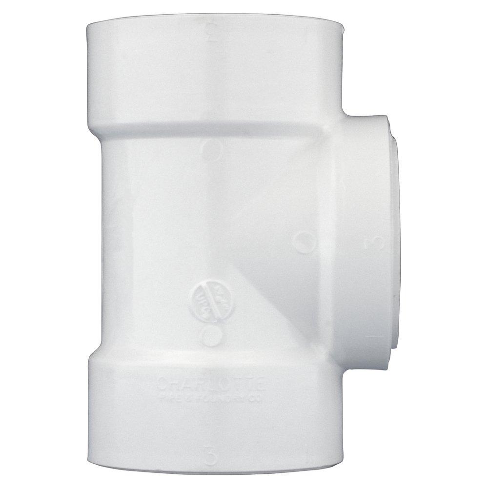 White PVC DWV Test Tee with Flush Plug 