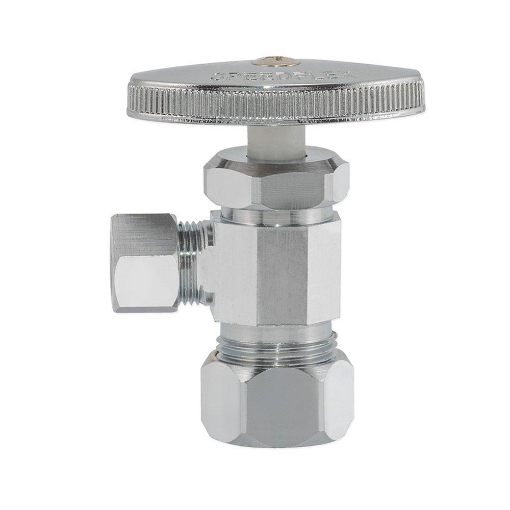 EZ-FLO Chrome Plated OD Compression Oval Handle Angle Supply Stop Valve in Chrome Plated 