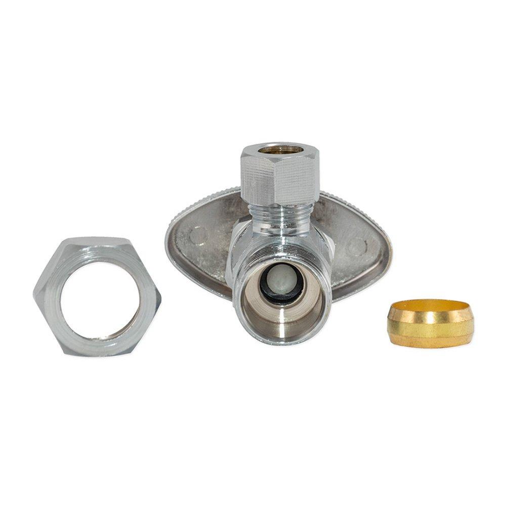 EZ-FLO Chrome Plated OD Compression Oval Handle Angle Supply Stop Valve in Chrome Plated 