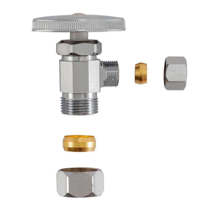 EZ-FLO Chrome Plated OD Compression Oval Handle Angle Supply Stop Valve in Chrome Plated 