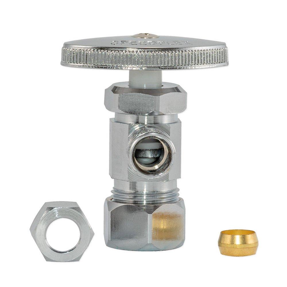 EZ-FLO Chrome Plated OD Compression Oval Handle Angle Supply Stop Valve in Chrome Plated 