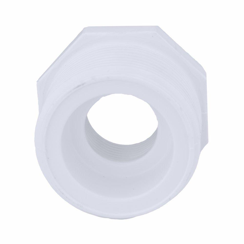 White PVC Schedule 40 Male x Female Threaded Bushing 