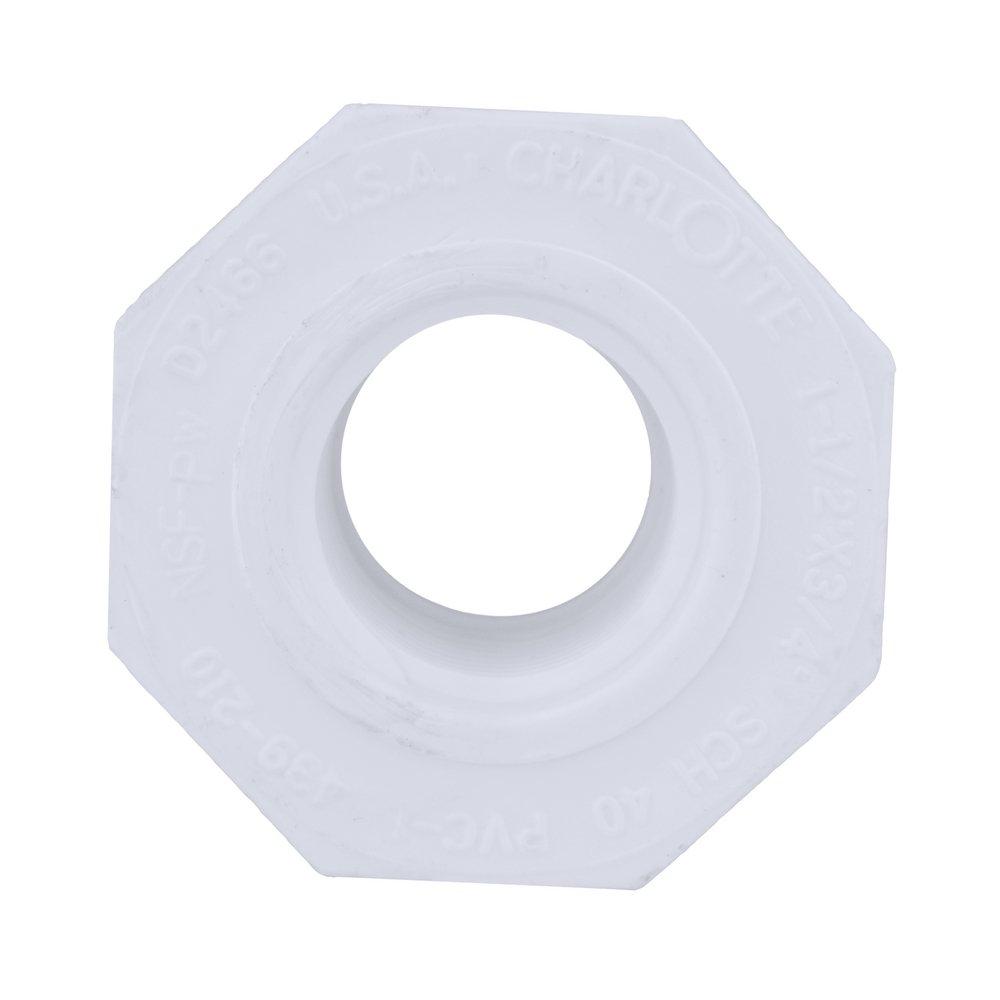 White PVC Schedule 40 Male x Female Threaded Bushing 