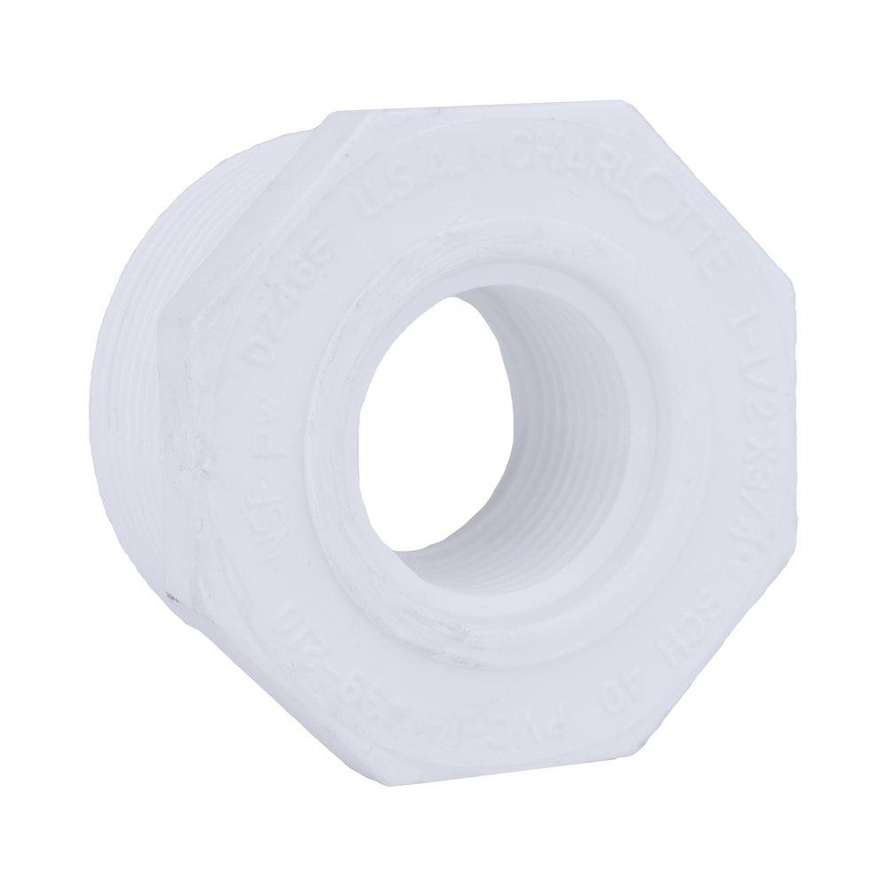 White PVC Schedule 40 Male x Female Threaded Bushing 