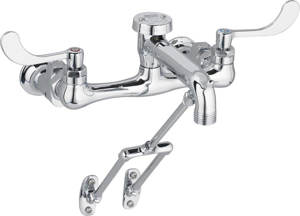 American Standard Polished Chrome Two Wristblade Handle Wall Mount Service Faucet 