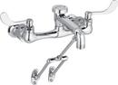 Two Wristblade Handle Wall Mount Service Faucet in Polished Chrome