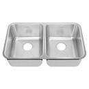 No-Hole 2-Bowl Rectangular Kitchen Sink in Brushed Stainless Steel